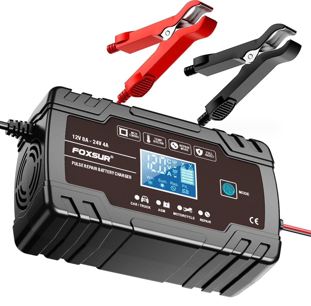Зарядное устройство Foxsur 12V 8A/24V 4A для легковых и грузовых авто с функцией восстановления АКБ - фото 2