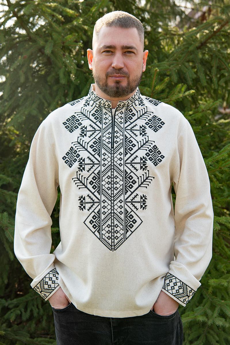 Вышиванка мужская льняная с длинным рукавом 4XL (2567592323) - фото 4