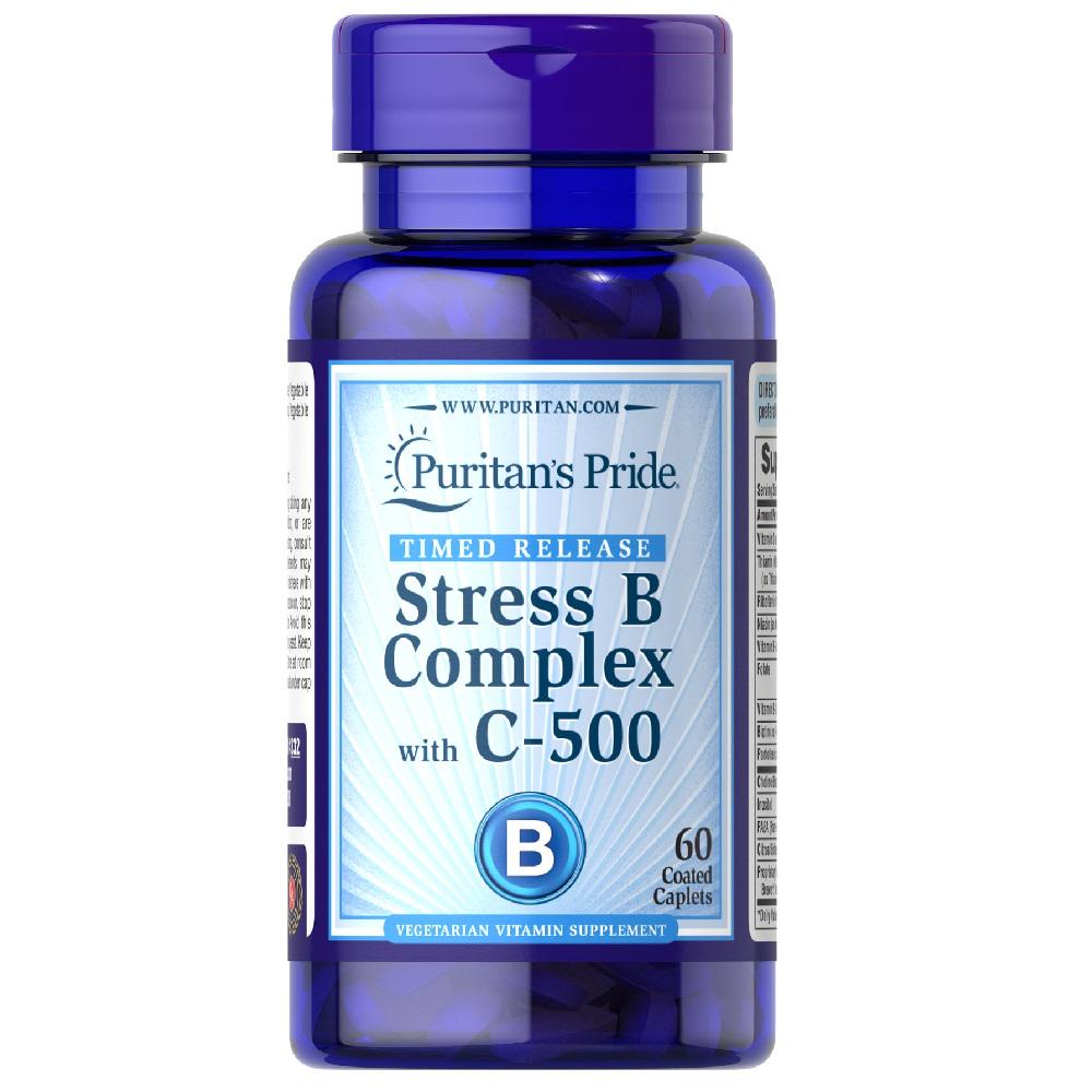 Комплекс витаминов группы В с витамином C Puritan's Pride Stress B-Complex with C-500 Timed Release 60 капс.