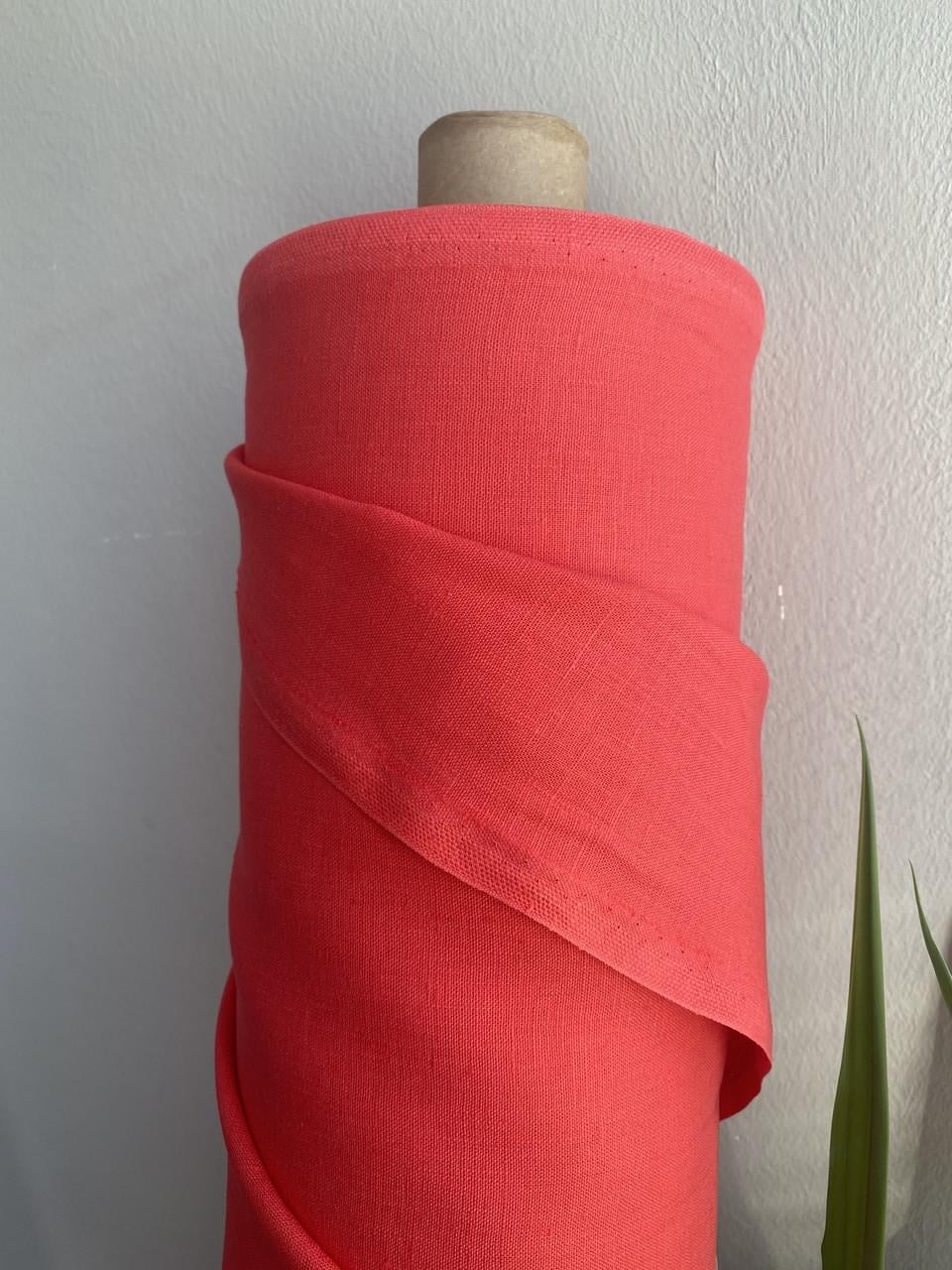 Ткань костюмная LINEN PLUS льняная 140 см 179/1284 Коралловый