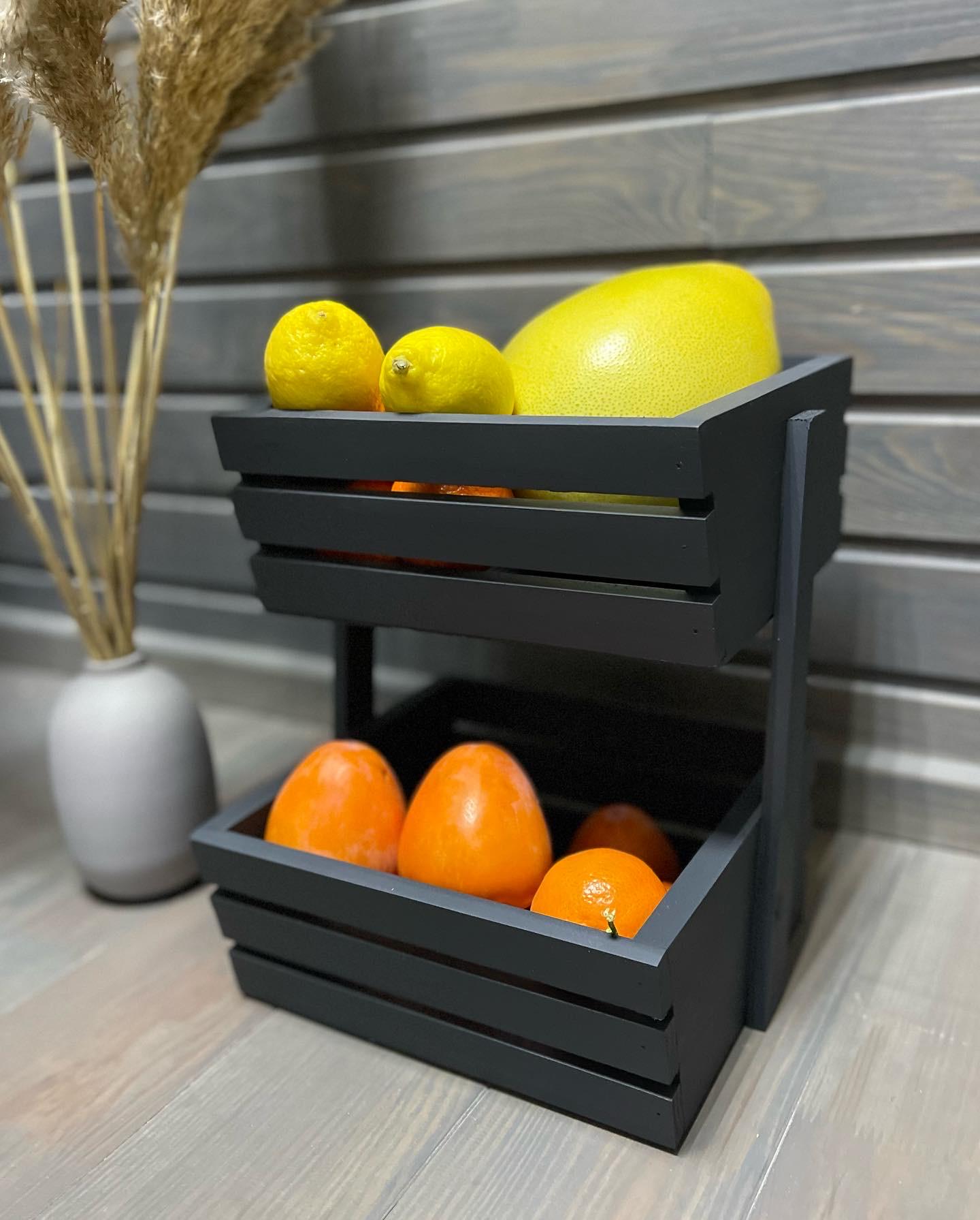 Ящик-фруктовниця дерев'яна 2 яруси Графіт (230) - фото 6 Ящик-фруктовниця дерев'яна 2 яруси Графіт (230) - фото 6