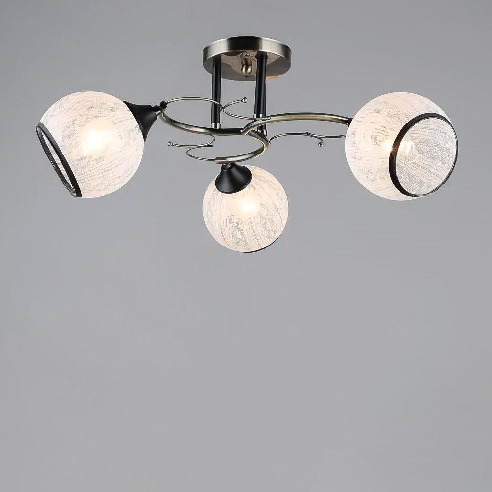 Люстра потолочная Light House SR-19193/3 AB/BK E27 с узором 560х220 мм Бронзовый/Черный/Белый