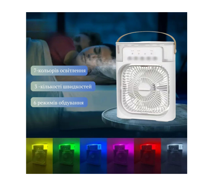 Вентилятор із зволоженням і підсвічуванням 4в1 Білий (23457538101_386) - фото 9 Вентилятор із зволоженням і підсвічуванням 4в1 Білий (23457538101_386) - фото 9