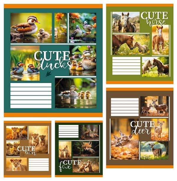 Зошити учнівські у лінійку Тетрада ТЕ42209 Милі тваринки 18 арк. 20 шт. в уп. (MTT-183945)