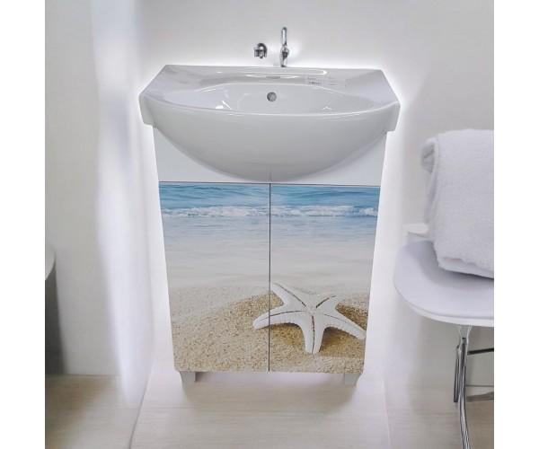 Тумба для ванной комнаты с умывальником The MIX Лазурный берег пластиковая 55 см (2478)