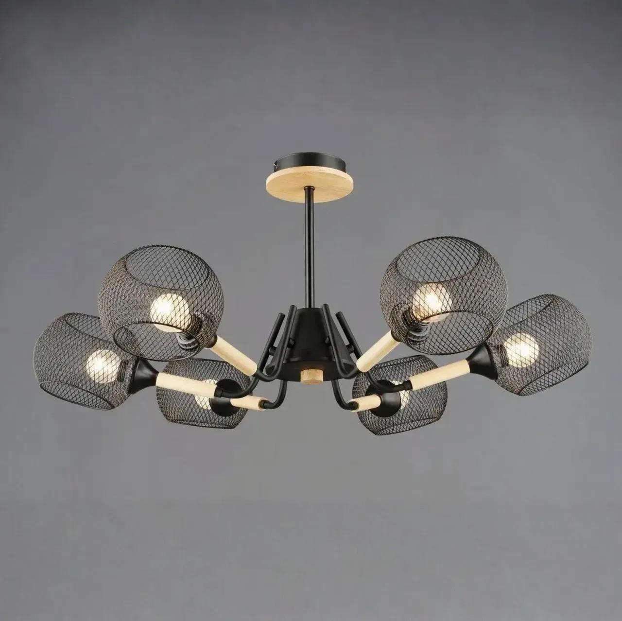 Люстра потолочная Valeso на шесть плафонов в сетку Е27 IP20 N6620/6 Черный (28687278)