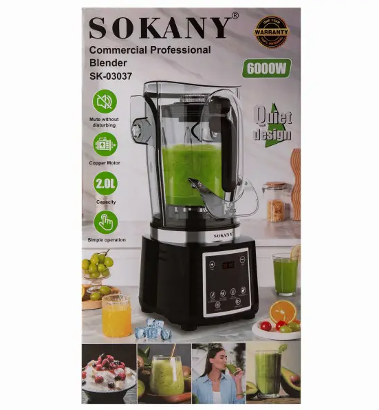 Блендер стационарный Sokany SK-03037 с чашей 2 л Черный - фото 6 Блендер стационарный Sokany SK-03037 с чашей 2 л Черный - фото 6