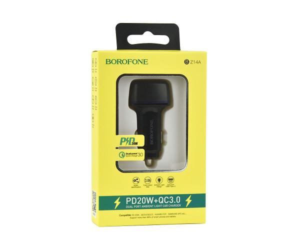 Устройство зарядное автомобильное Borofone BZ14A QC3.0 USB 3A Type-C PD20W Black - фото 2