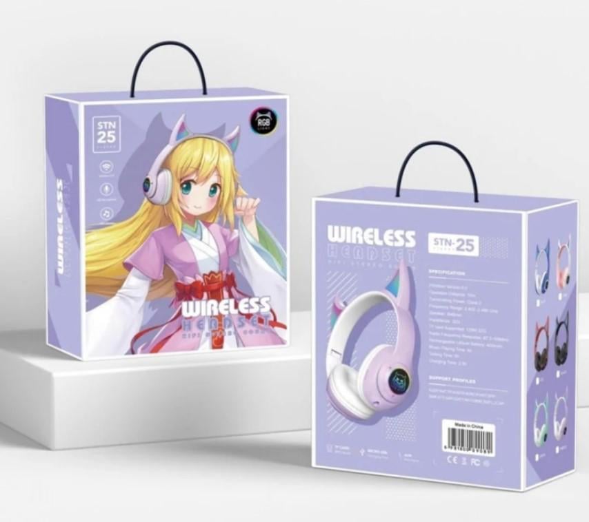 Наушники STN-25 с ушками и подсветкой беспроводные Фиолетовый (2104618666) - фото 8 Наушники STN-25 с ушками и подсветкой беспроводные Фиолетовый (2104618666) - фото 8