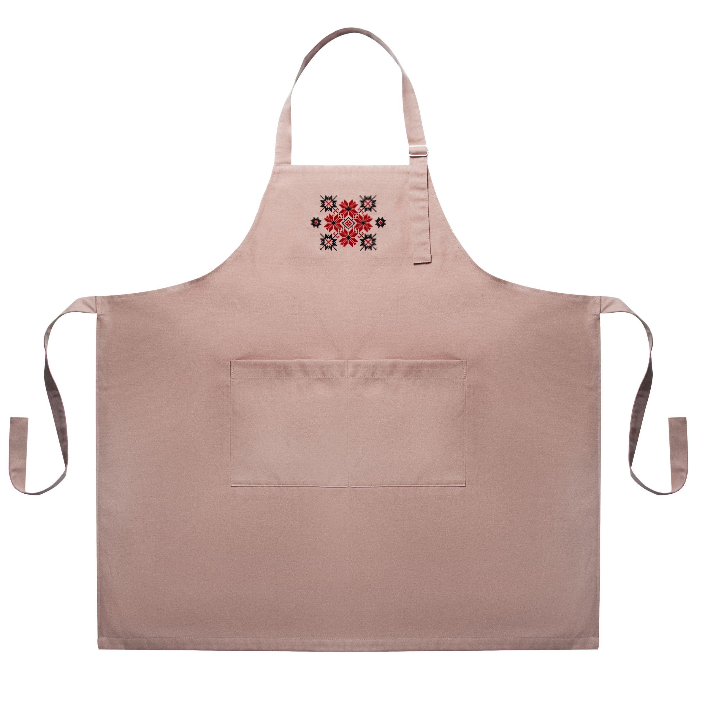 Фартук универсальный с этно вышивкой и карманом водоотталкивающий Капучино (26171)