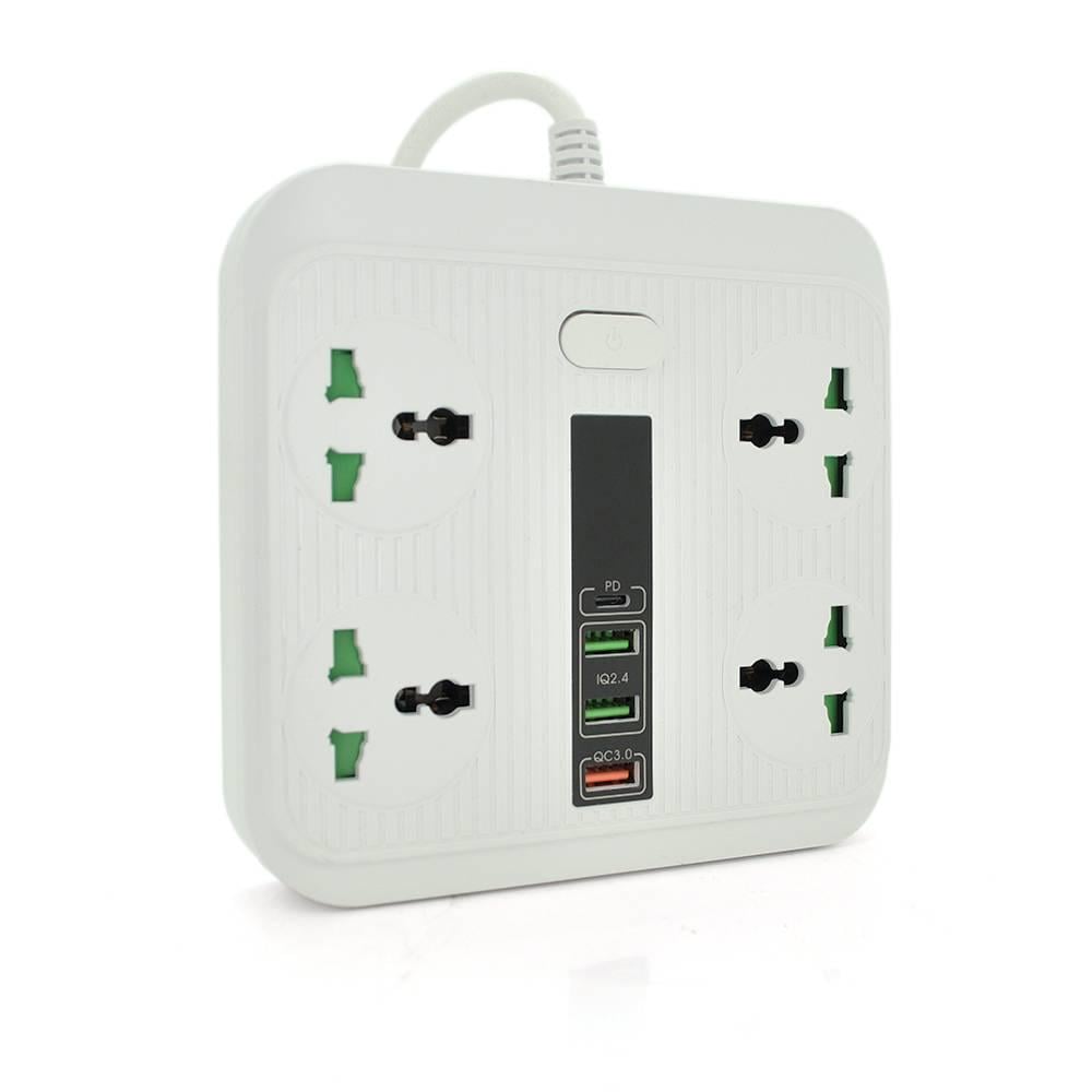 Фільтр мережевий TB-Т18 4 розетки/2 USB/PD 3000W перетин 3х0,75 мм 2 м Box White (31908) Фільтр мережевий TB-Т18 4 розетки/2 USB/PD 3000W перетин 3х0,75 мм 2 м Box White (31908)