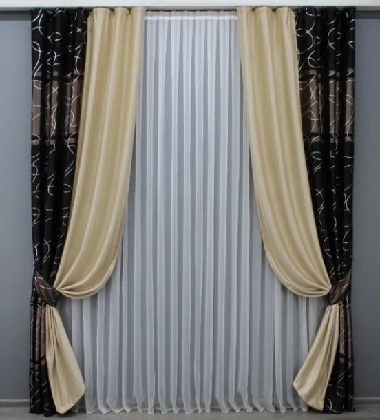 Шторы комбинированные 1,5х2,7 м 2 шт. Венге/Кремовой (014дк/563-1042ш)