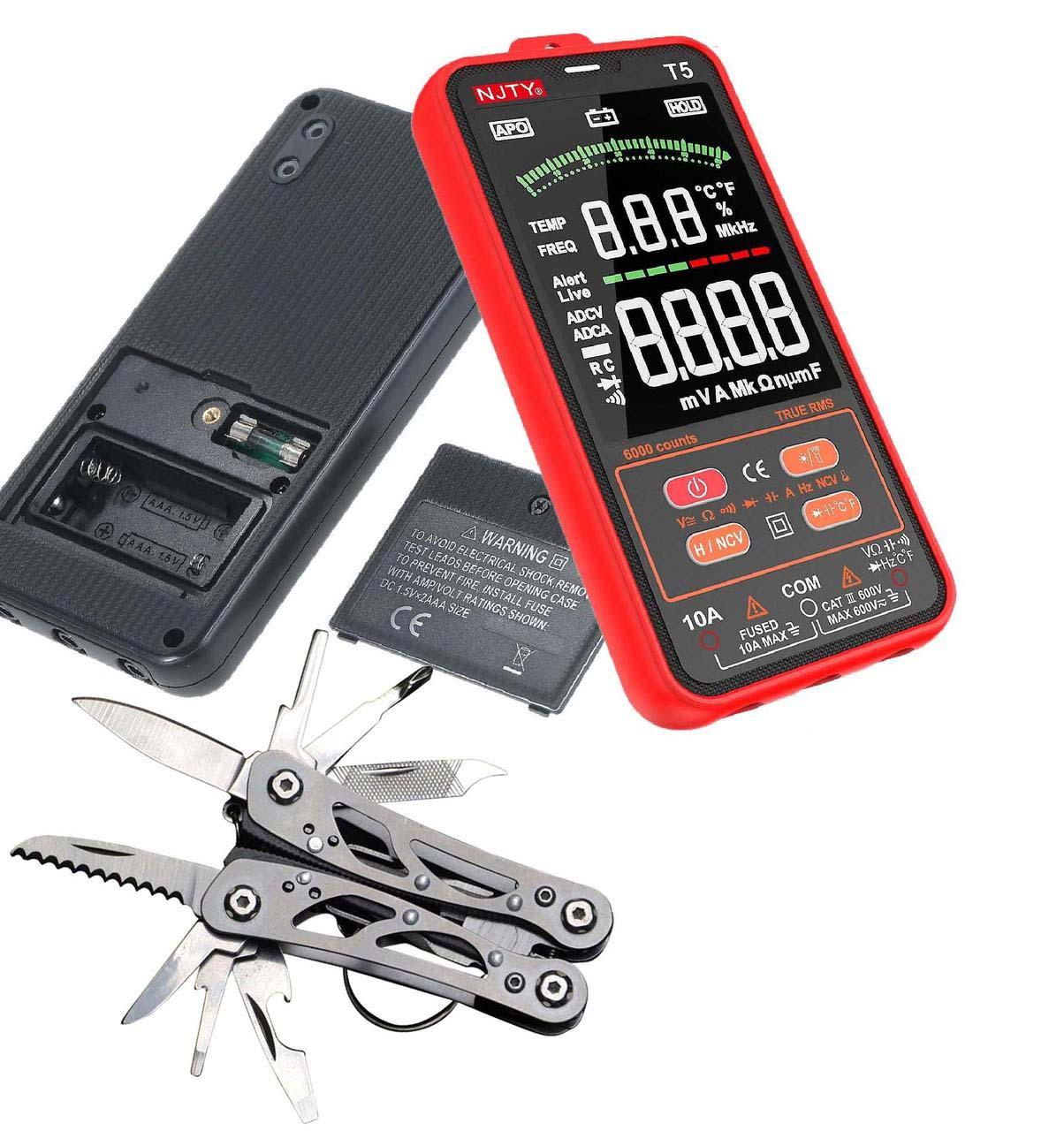 Мультиметр цифровой с дисплеем 4" 600V 10АNCV True RMS и мультитул плоскогубцы 10в1 Silver - фото 11