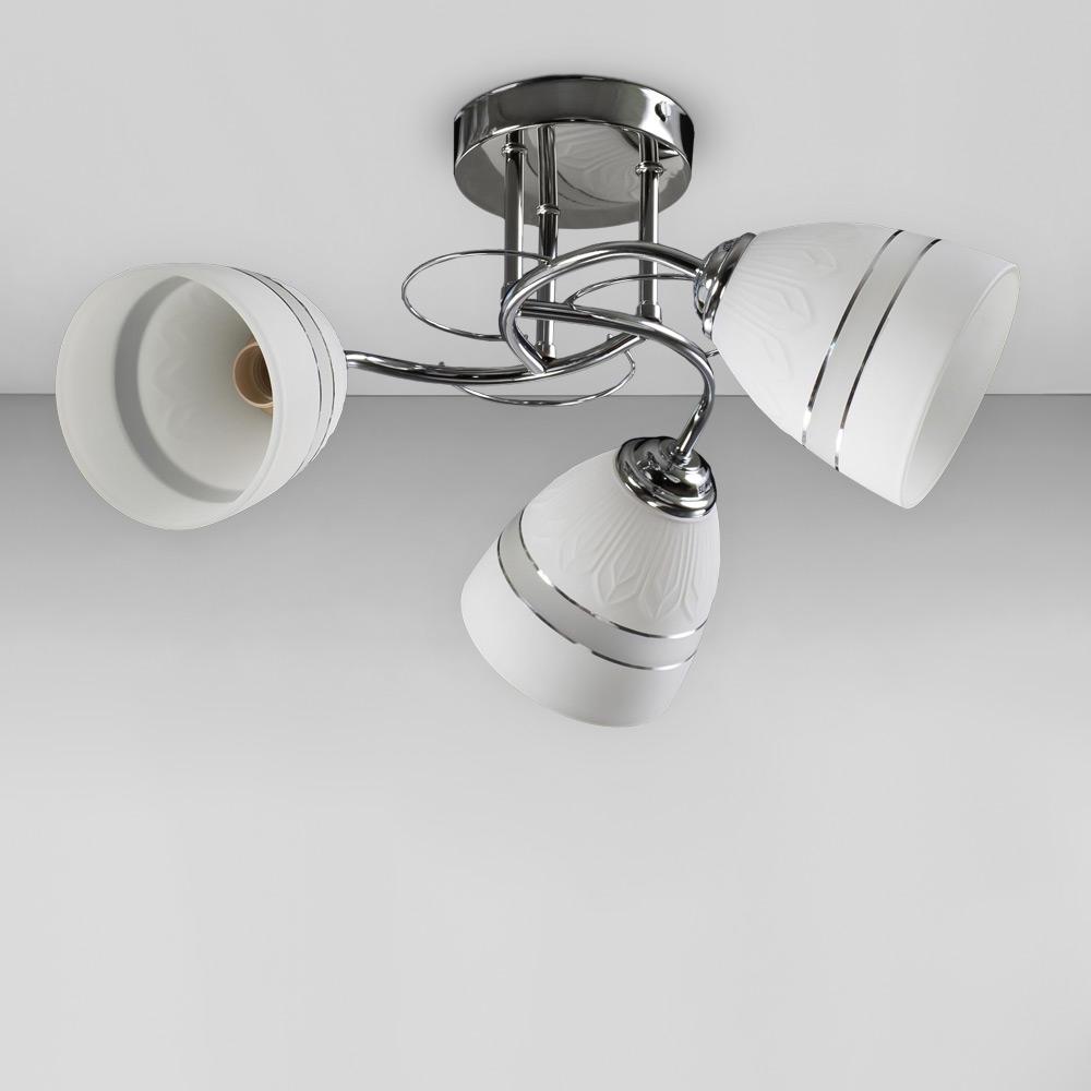 Люстра потолочная Light House SZ-19001/3 E-27 550х200 мм Хром/Белый