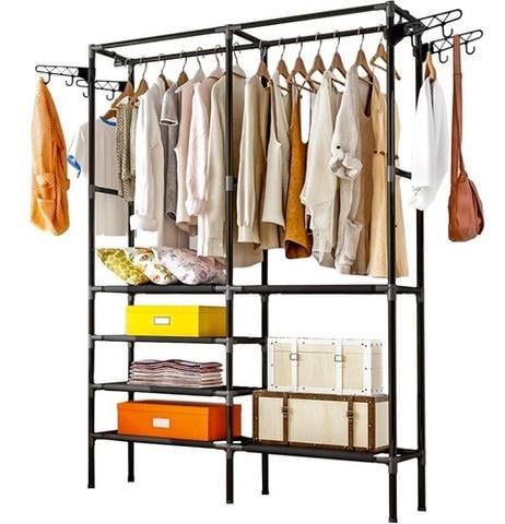 Вешалка-стойка для одежды и обуви с полками Черный - фото 3 Вешалка-стойка для одежды и обуви с полками Черный - фото 3