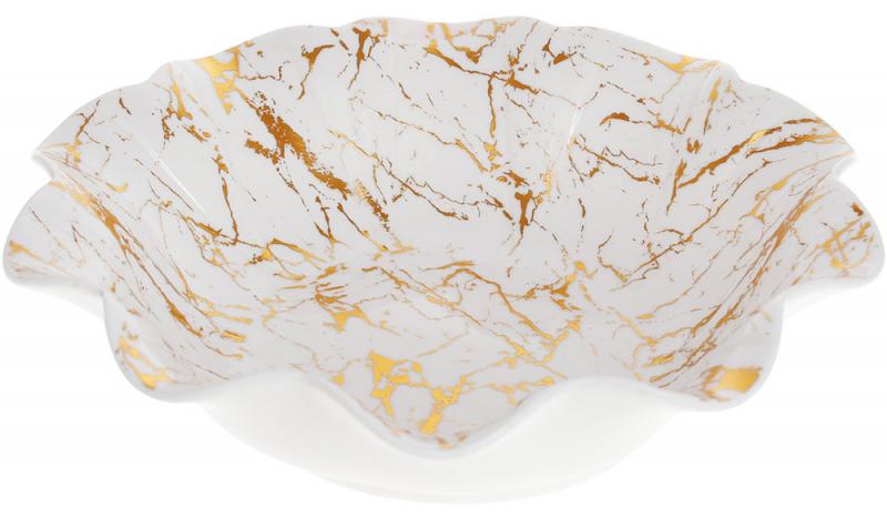 Салатник фарфоровый Золотой Волан 1,7 л 30х30х7,7 см Белый с золотом
