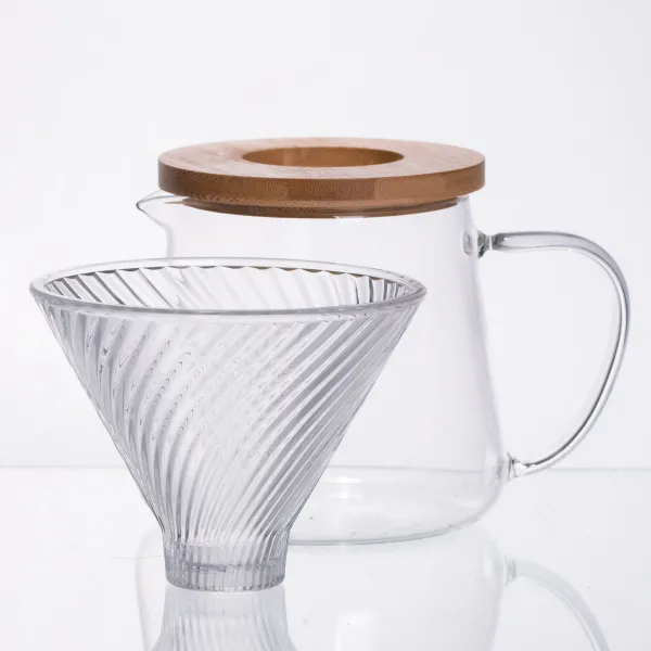 Набір для кави скляний заварник та пуровер 600 мл Прозорий - фото 2 Набір для кави скляний заварник та пуровер 600 мл Прозорий - фото 2