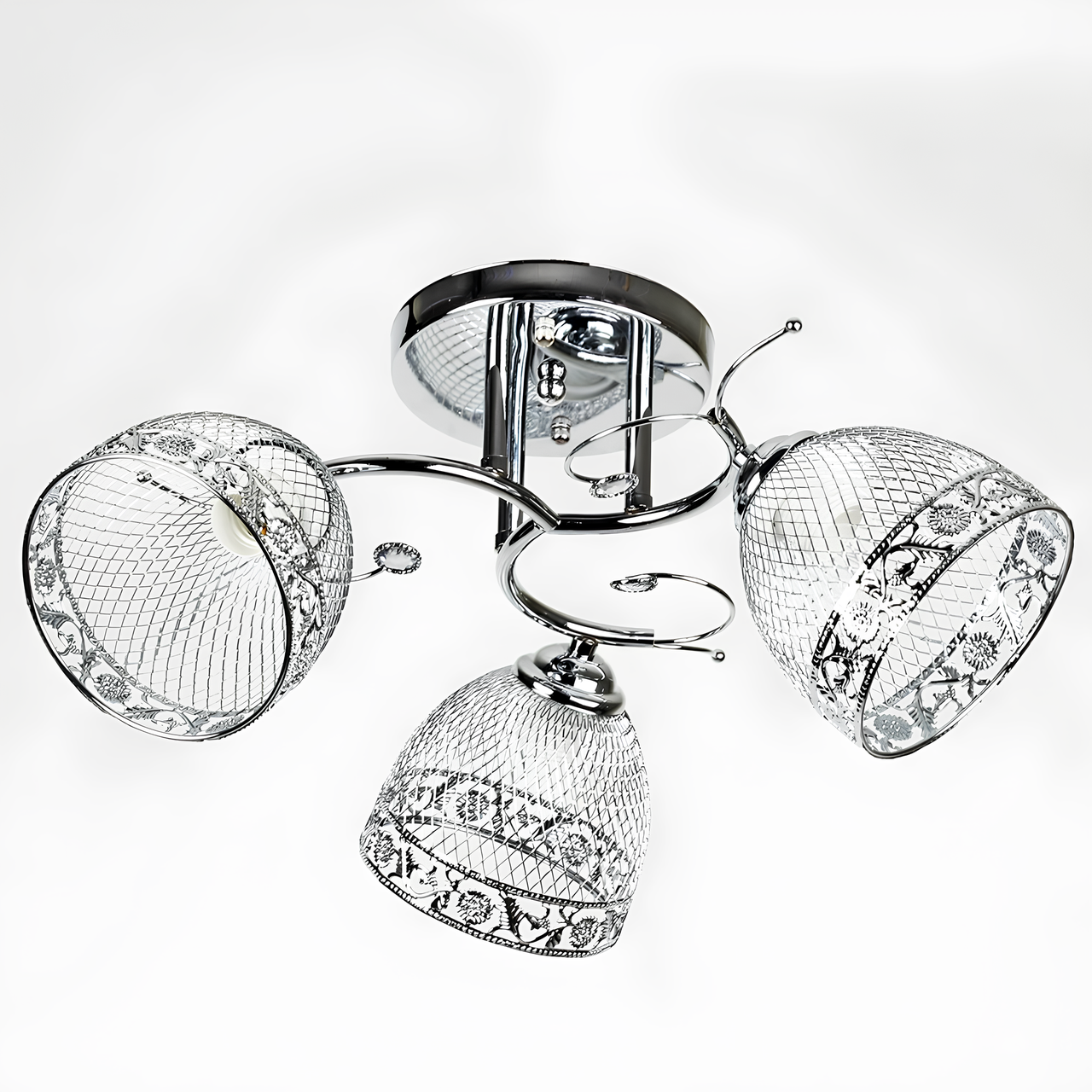 Люстра Svet на три сетчатых плафона под лампы Е27 Хром (SH-1012/3 CR)