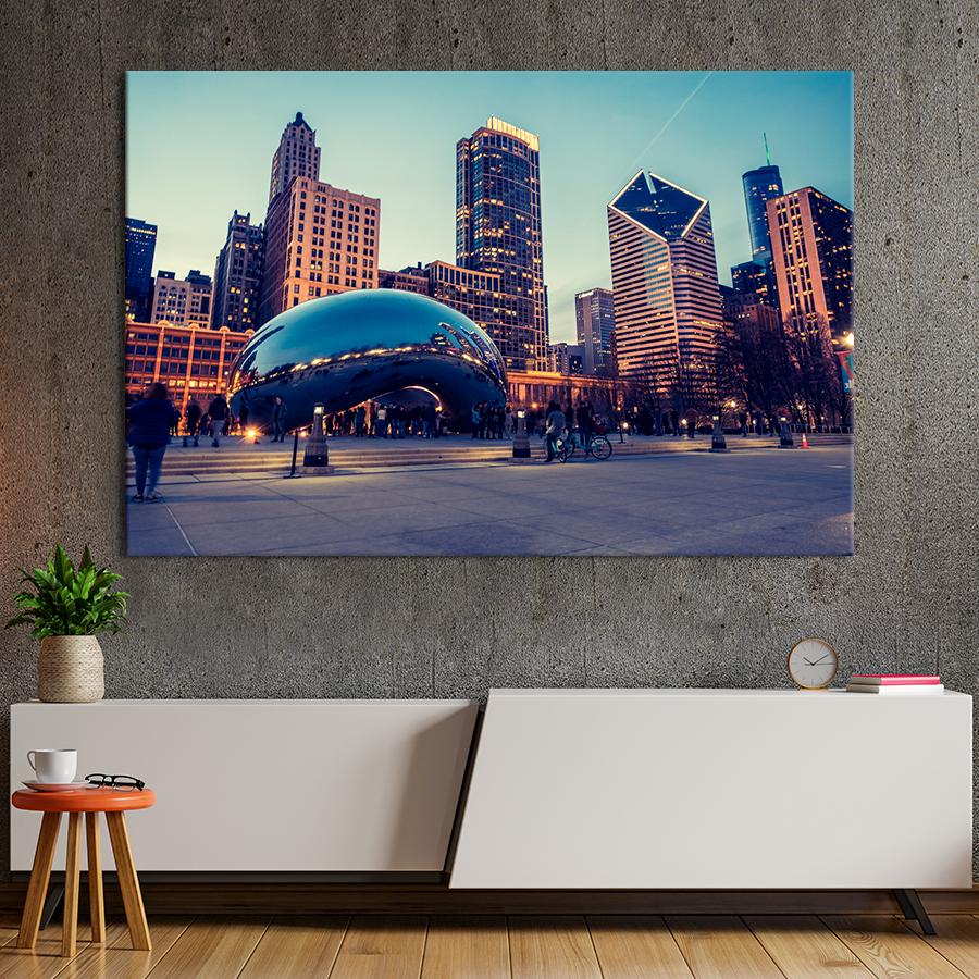 Картина город Скульптура Клауд Гейт в Чикаго 120x80 см (A725-1)