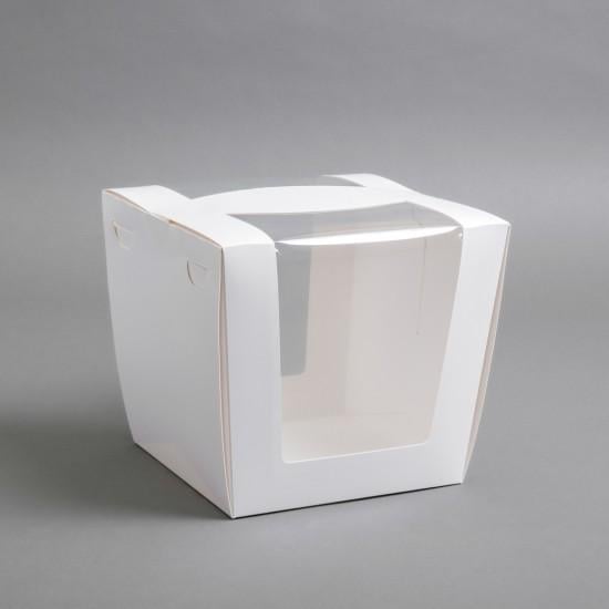 Коробка для торта с окнами 205х205х220 мм Белый (13265)