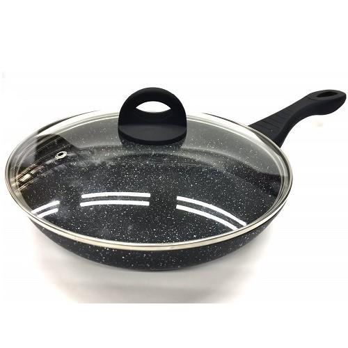 Сковорода Benson BN-568 с антипригарным мраморным покрытием с крышкой 24 см (BN-568)