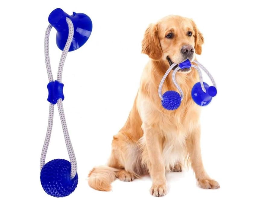 Игрушка для собак канат на присоске с мячом WM-60 - фото 2 Игрушка для собак канат на присоске с мячом WM-60 - фото 2