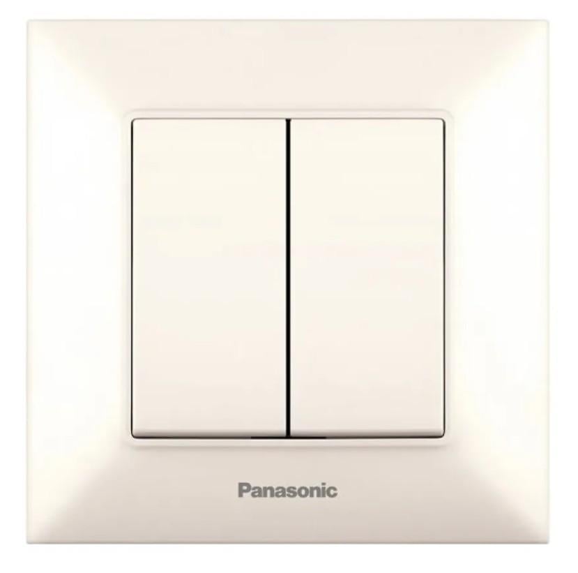 Вимикач двоклавішний Panasonic Arkedia Slim WNTC00092BG-UA Кремовий