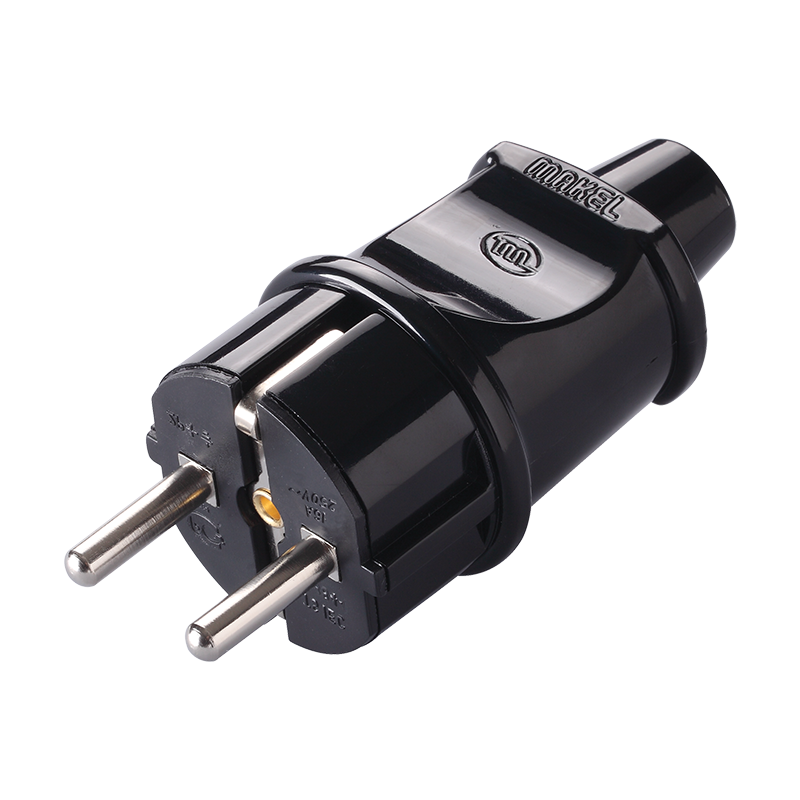 Вилка штепсельна євро Makel з заземленням Чорний (1337504655)