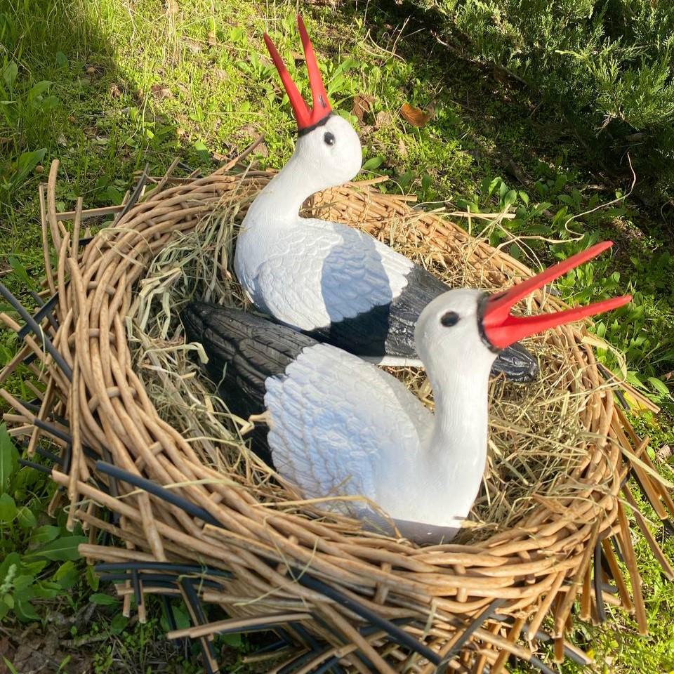 Комплект фігур Сім'я садових лелек №150 у гнізді з ротангу - фото 2 Комплект фігур Сім'я садових лелек №150 у гнізді з ротангу - фото 2