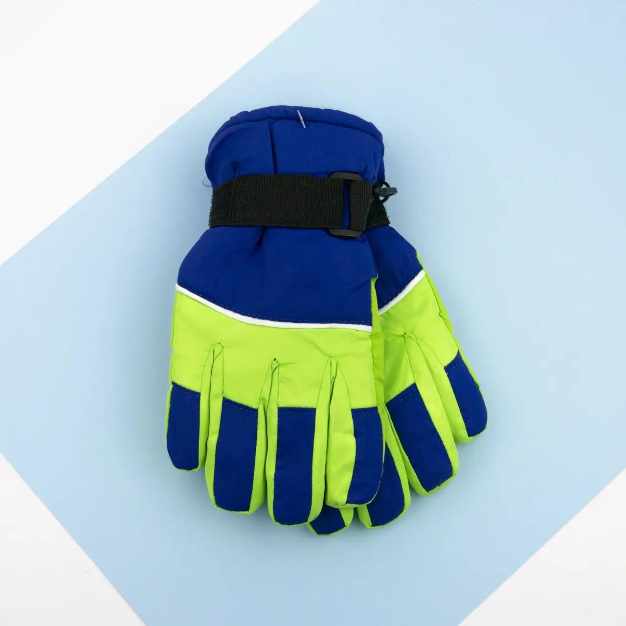Підліткові рукавички болоневі лижні на липучці з флісовою підкладкою Салатовий (23-12-65)