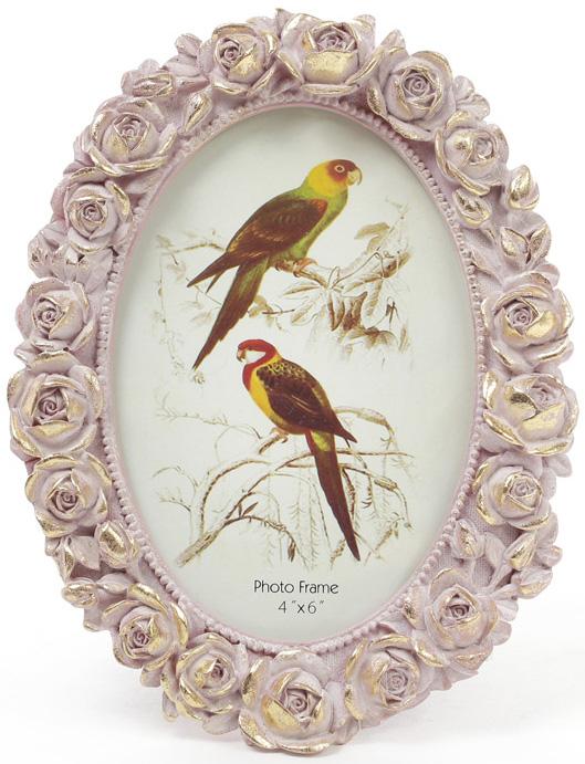 Фоторамка Tudor Розы овальная для фото 10х15 см Розовый с золотом (BD-450-134)
