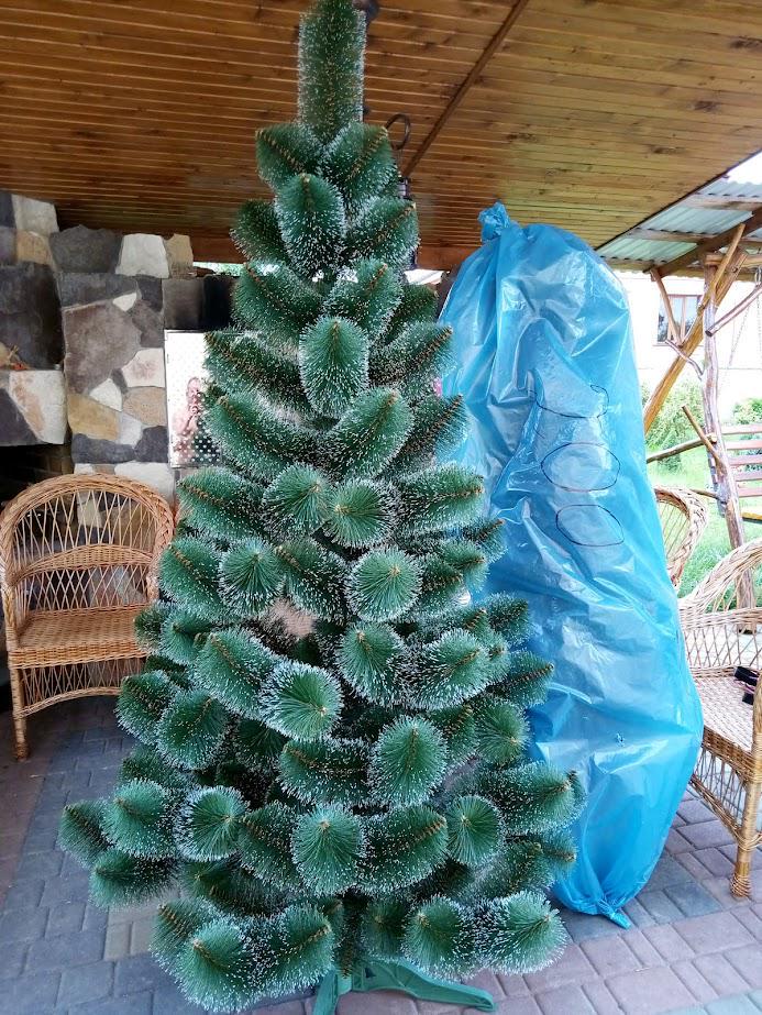 Штучна сосна з ПВХ з підставкою 1,8 м Темно-Зелений/Білий (NYT15261)