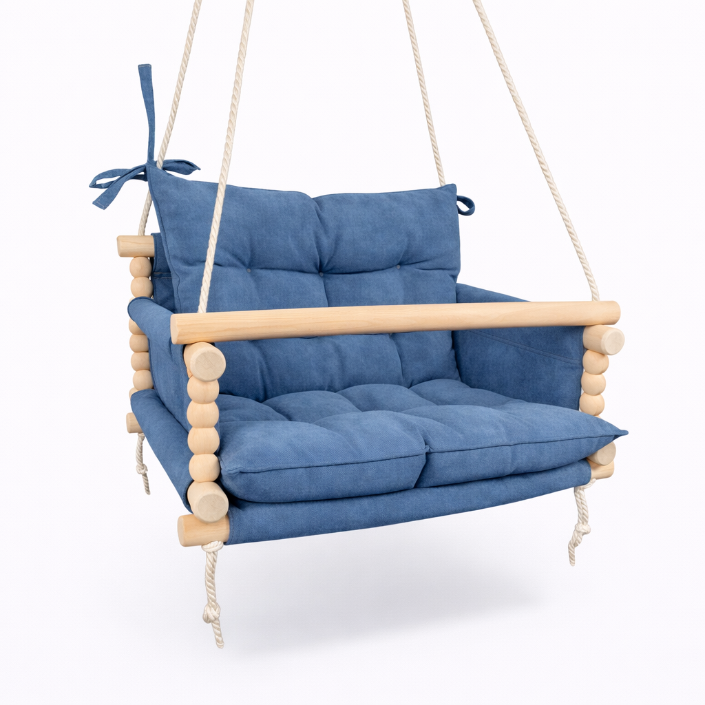 Дитяча гойдалка підвісна Джуніор мікровелюр Синій (gs-9117)