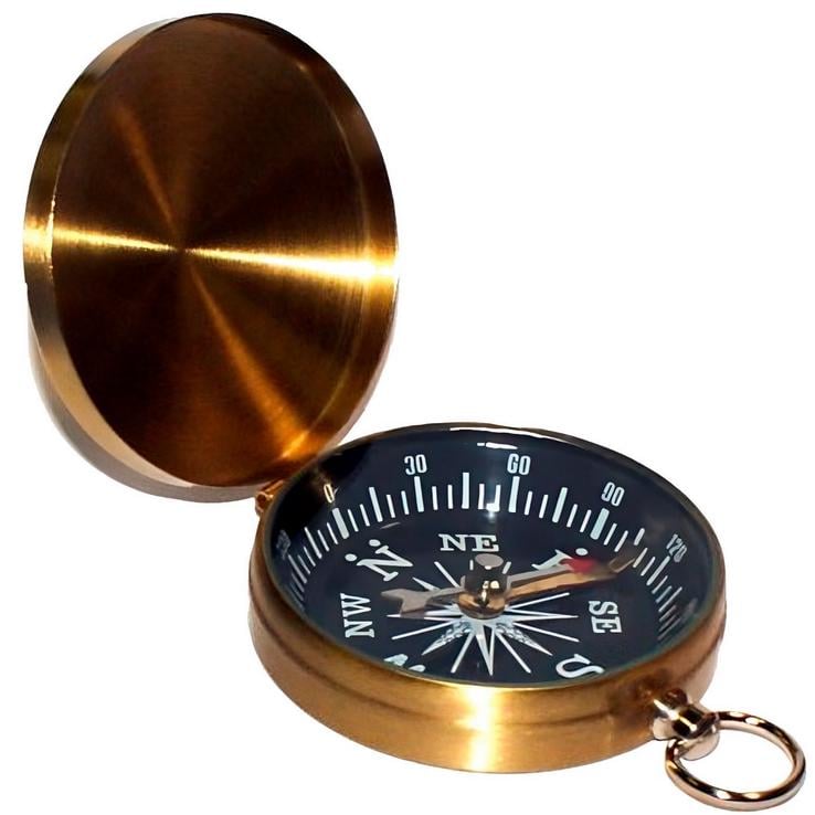 Компас туристический с крышкой G-453 магнитный 4,5 см Золотистый (29466177)
