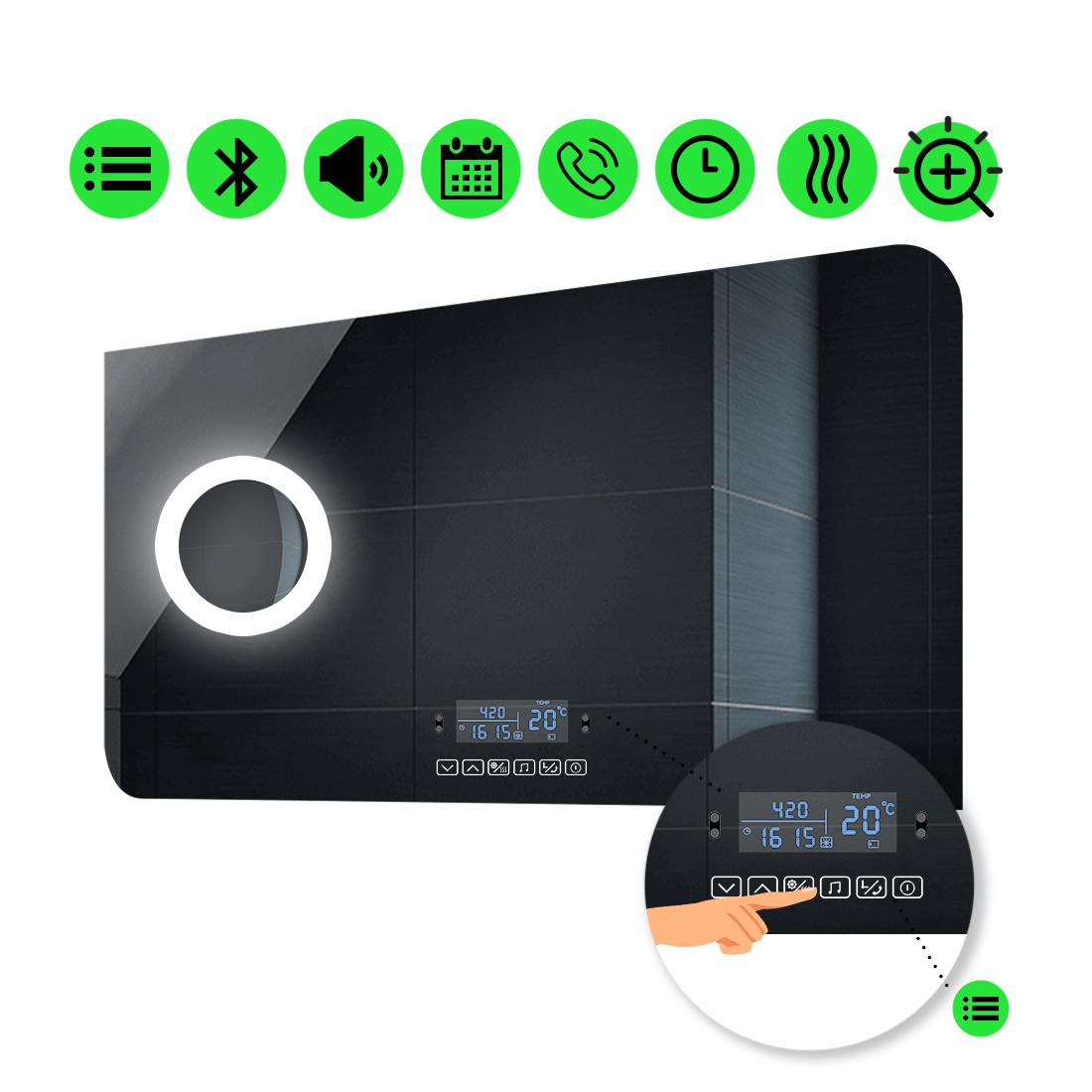 LED-зеркало 100x60 см с Smart-блоком и линзой с подсветкой и подогревом Simona (Simonag129)