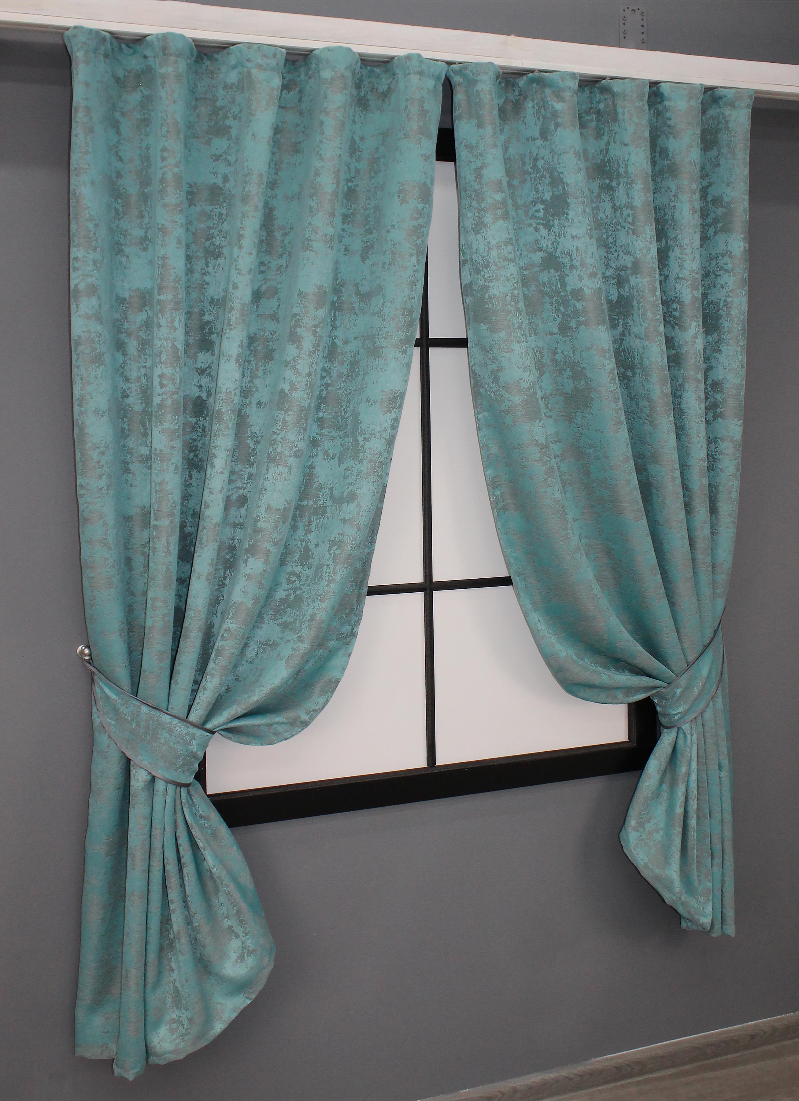 Комплект коротких штор VR-Textil Жакард Sultan YL № 1292ш 130х170 см 2 шт. Бірюзовий (35-0074) - фото 2 Комплект коротких штор VR-Textil Жакард Sultan YL № 1292ш 130х170 см 2 шт. Бірюзовий (35-0074) - фото 2