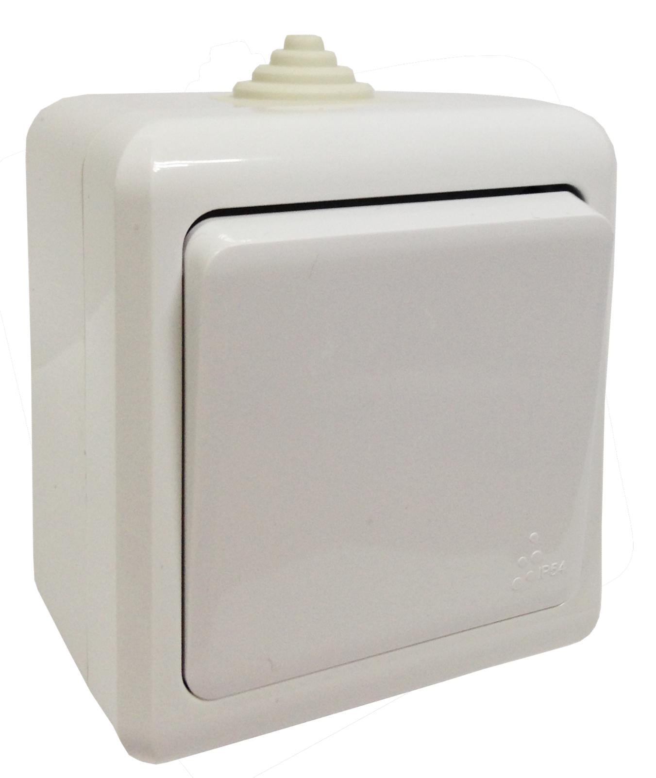 Вимикач вологозахищений AQUA зі шторками з кришкою Білий