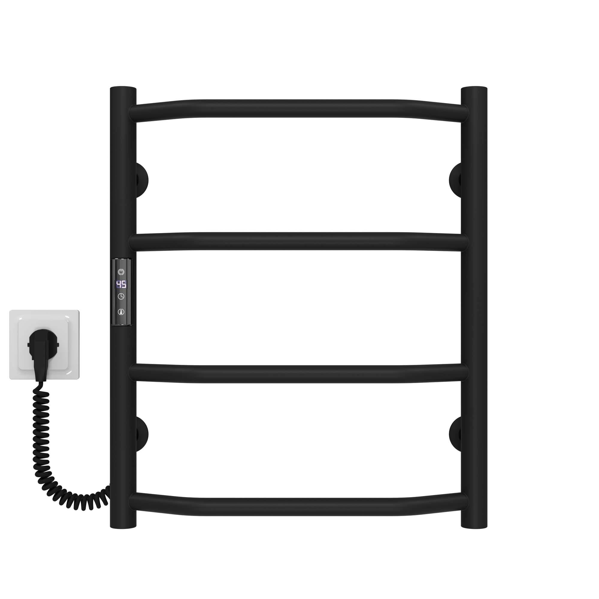 Полотенцесушитель электрический Deffi Трапеция П4 JD03 левое подключение нержавеющая сталь 400х500 мм Черный (C.TR.50.40.4.EBL1)