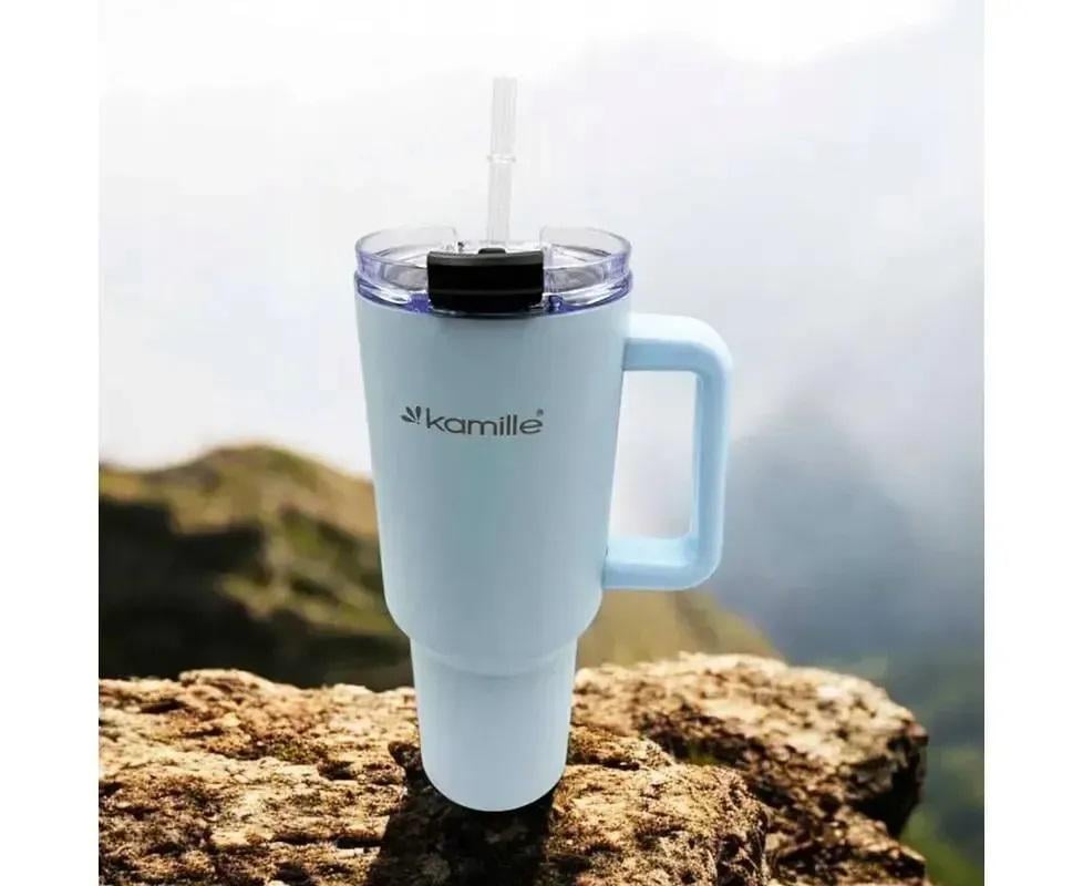Термокружка с ручкой и трубочкой Kamille KM-2174 из нержавеющей стали 1200 мл Голубой (150-84-2174) - фото 5 Термокружка с ручкой и трубочкой Kamille KM-2174 из нержавеющей стали 1200 мл Голубой (150-84-2174) - фото 5