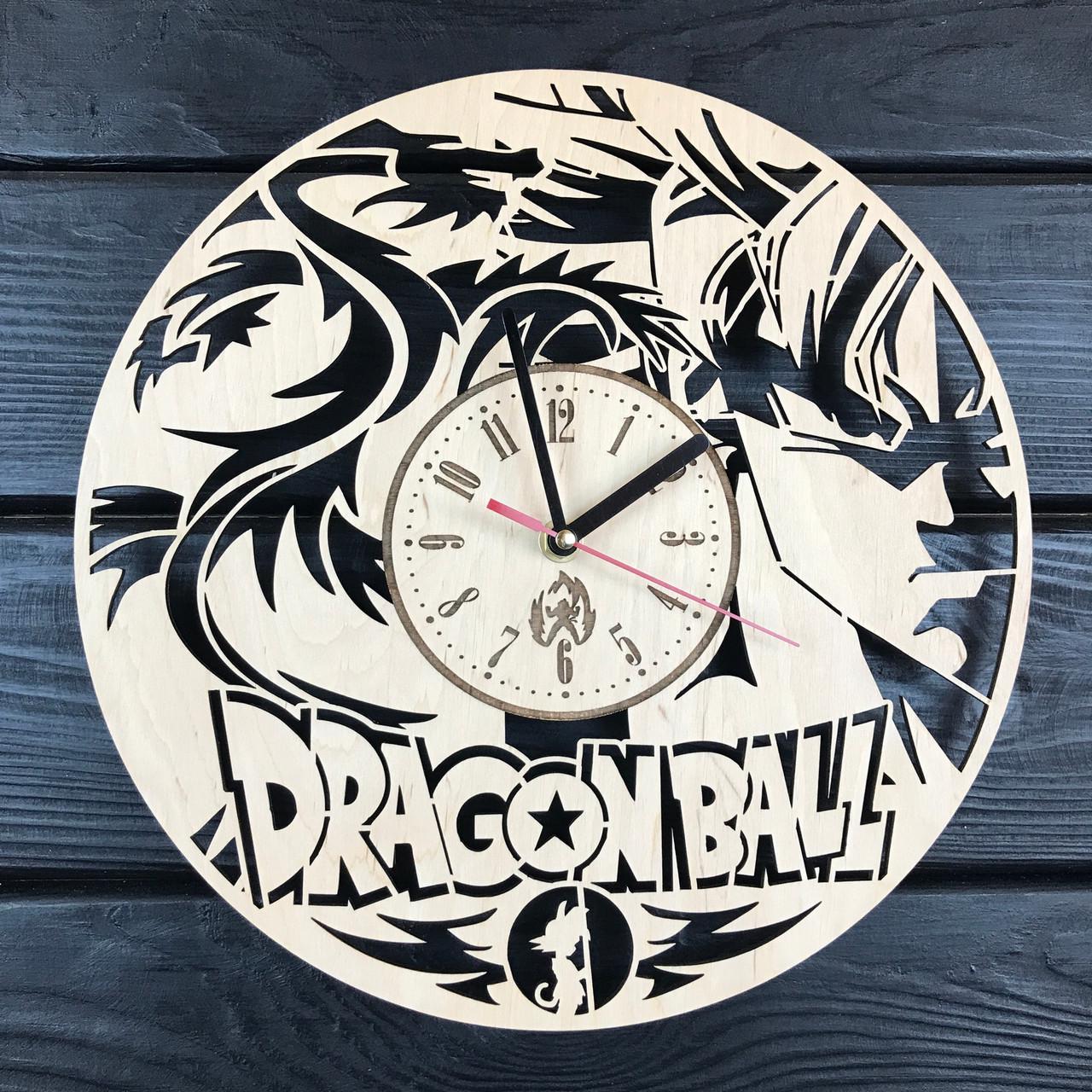 Часы дизайнерские настенные деревянные Dragon Ball