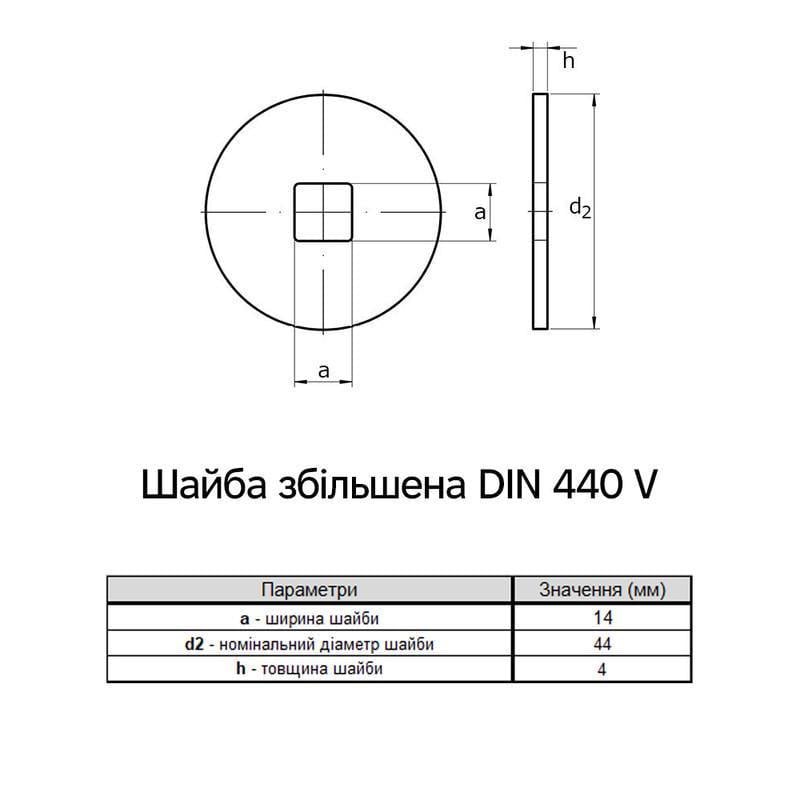 Шайба збільшена плоска Metalvis М14 DIN440V ⌀ 44 мм 4 мм сталь/білий цинк 50 шт. (7R00000007D142000V) - фото 2