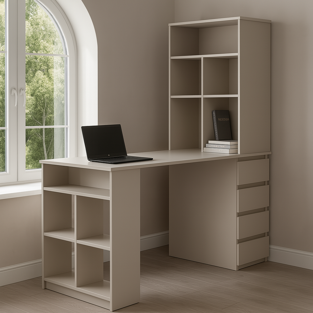 Стіл письмовий СП10 4Я SENAM 1500х1400х600 мм ДСП Кашемір - фото 1 Стіл письмовий СП10 4Я SENAM 1500х1400х600 мм ДСП Кашемір - фото 1