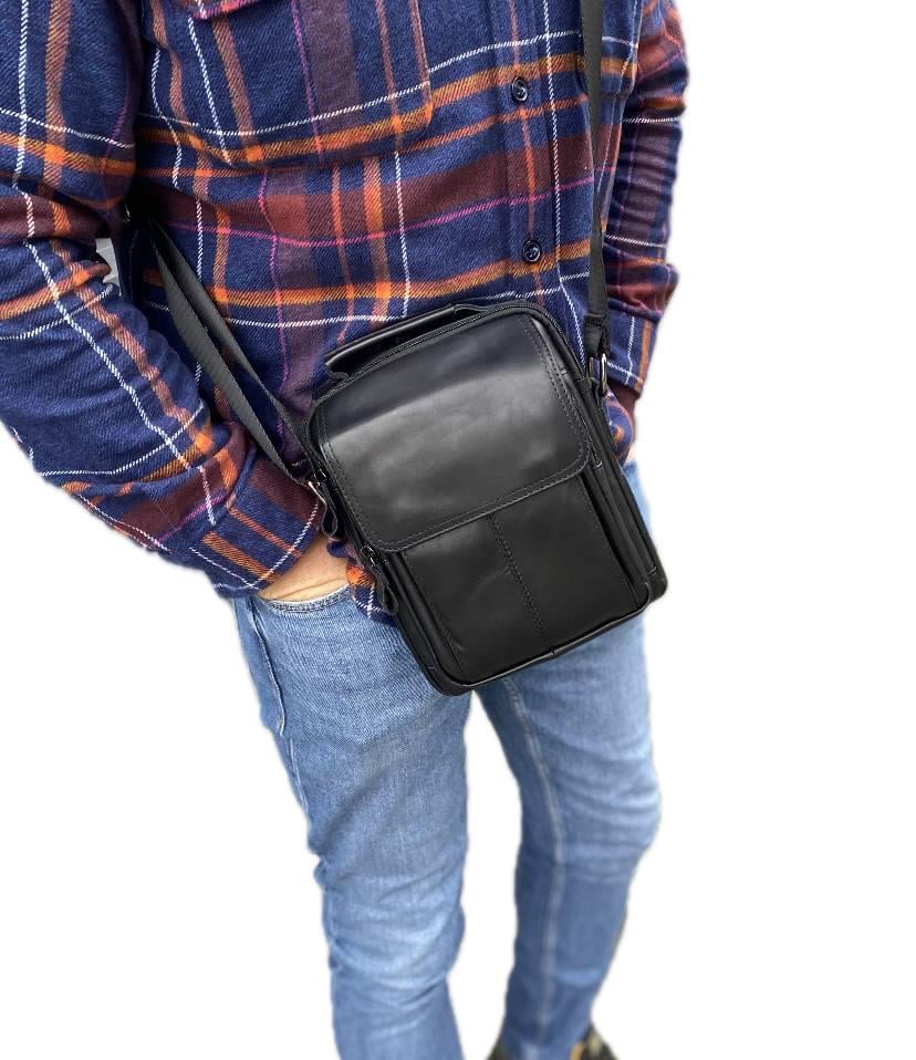 Сумка чоловіча з натуральної шкіри Modern leather 24х18х8 см (bg10)