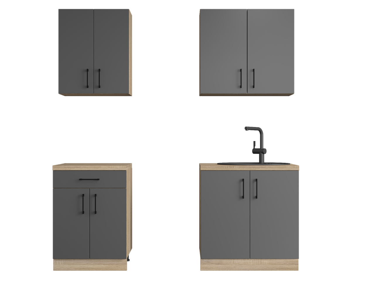 Комплект кухні К-2 Еверест Оптіма зі стільницею 1,9 м Графітовий (ЕК-25006) - фото 2 Комплект кухні К-2 Еверест Оптіма зі стільницею 1,9 м Графітовий (ЕК-25006) - фото 2