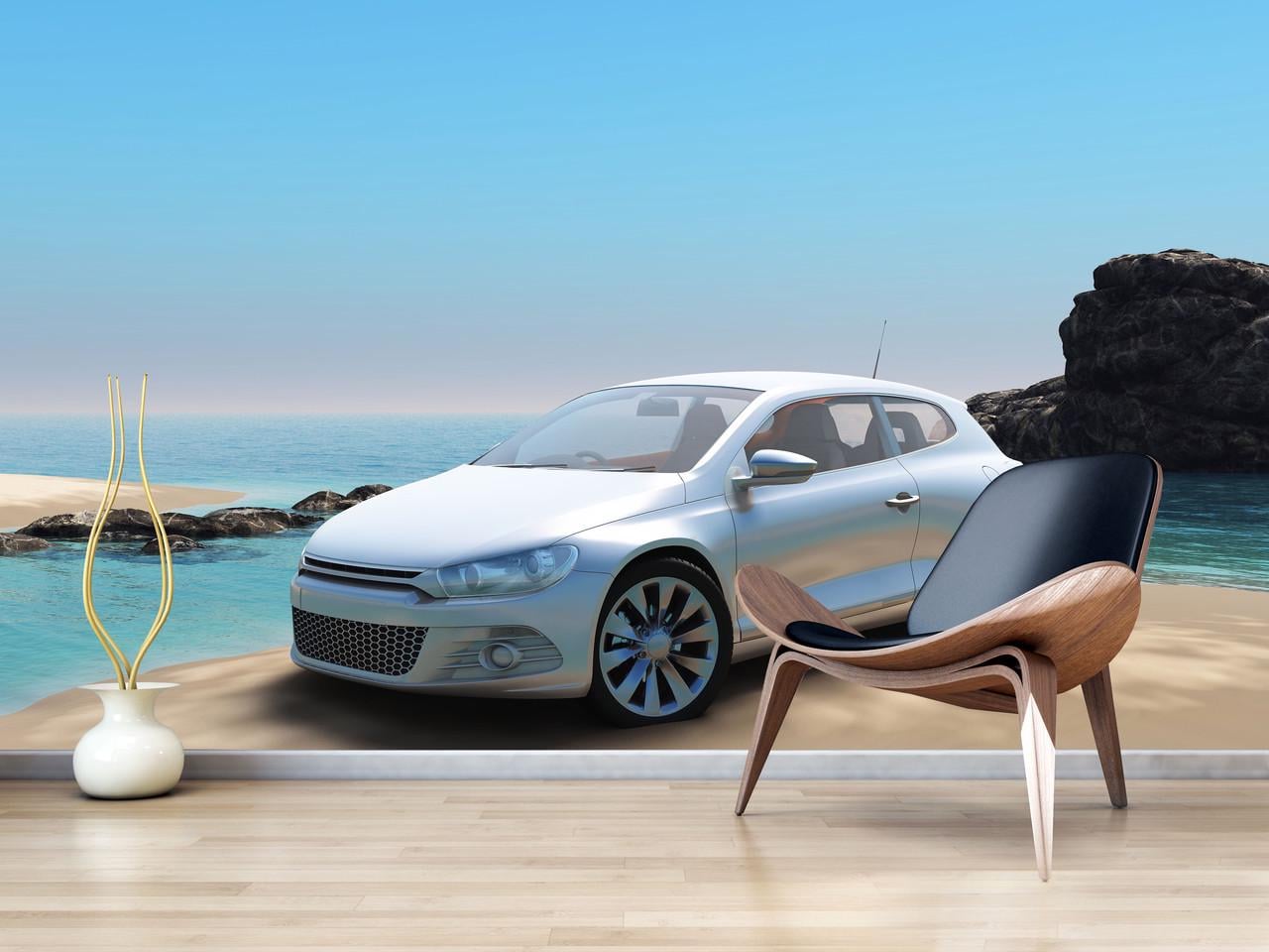 Фотообои флизелиновые для спальни/зала/кухни моющиеся Серый автомобиль
