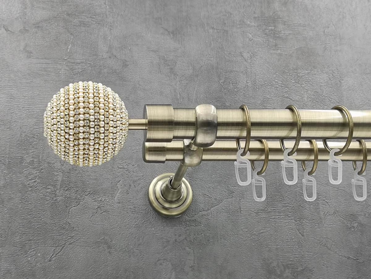 Карниз Quadrum Карера гладкая штанга двойной открытый 25/19 мм 320 см Антик (262049711)