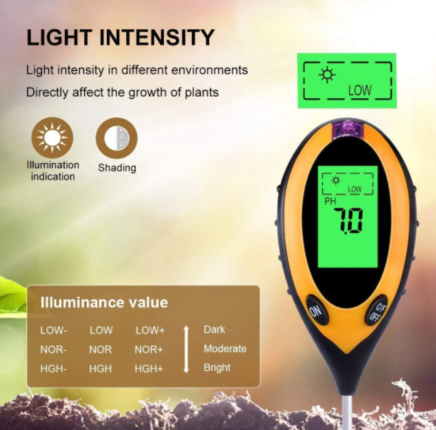 Аналізатор грунту 4в1 PH-метр/вологомір/термометр і люксметр (61476556) - фото 4 Аналізатор грунту 4в1 PH-метр/вологомір/термометр і люксметр (61476556) - фото 4