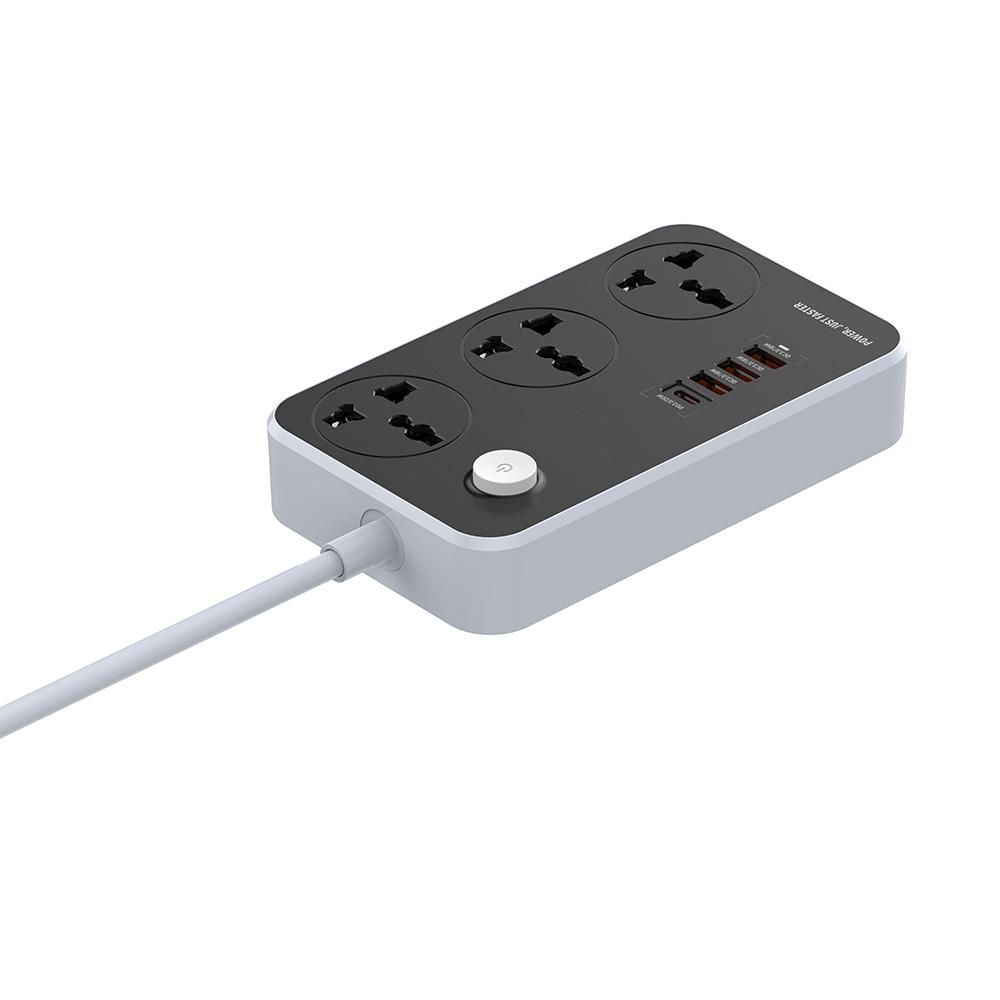 Фильтр-удлинитель сетевой СolorWay 3 розетки/4USB Black (Type-C PD20W + 3USB QC3.0) - фото 3