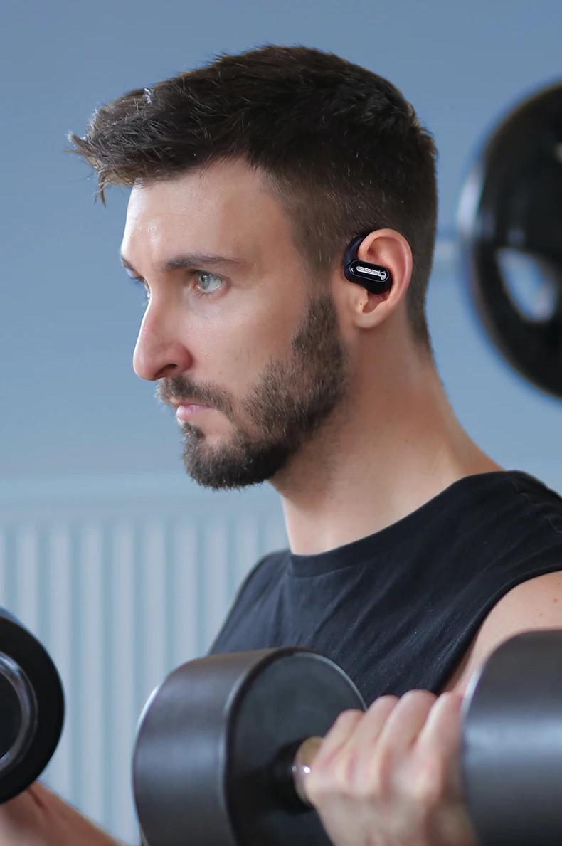 Наушники спортивные беспроводные Langsdom TS05 Open-Ear с микрофоном Black - фото 3