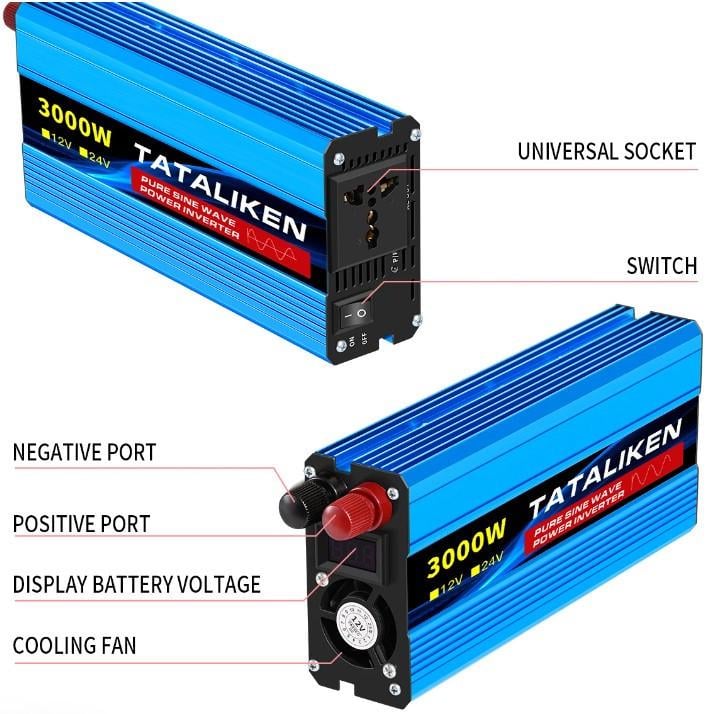 Инвертор Tataliken с 12V на 220V 3000W чистый синус (03745) - фото 5